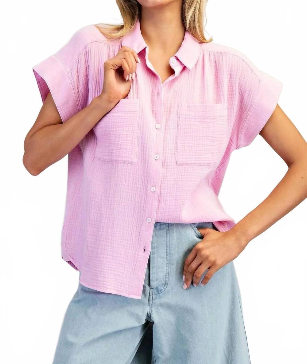 NEW EE:SOME gauze button top in pink